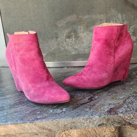 Cole Haan Winery Suede Wedge Verdi Bootie Size 8B - Picture 4 of 16